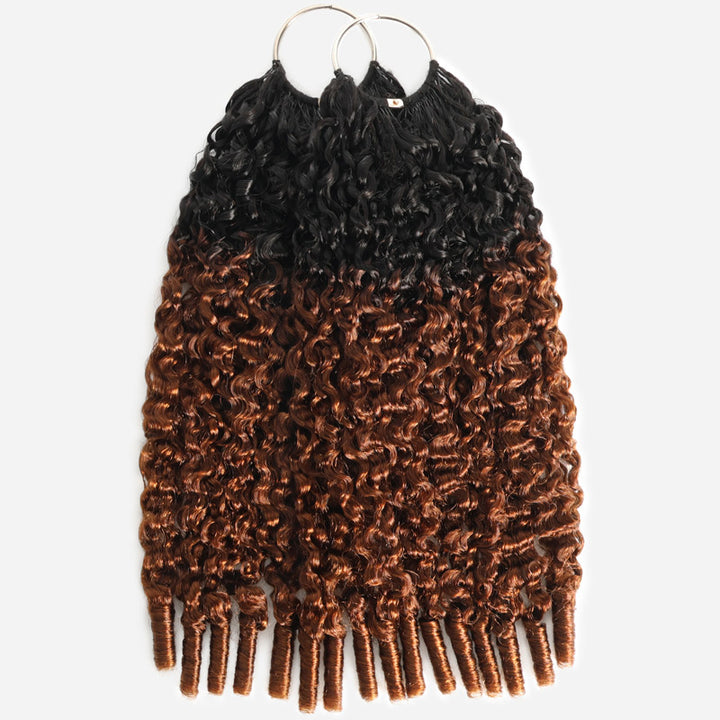 RhisoHair T1B/30 Burmese Curly Crochet Hair Machine Made Feather Human Hair Extension