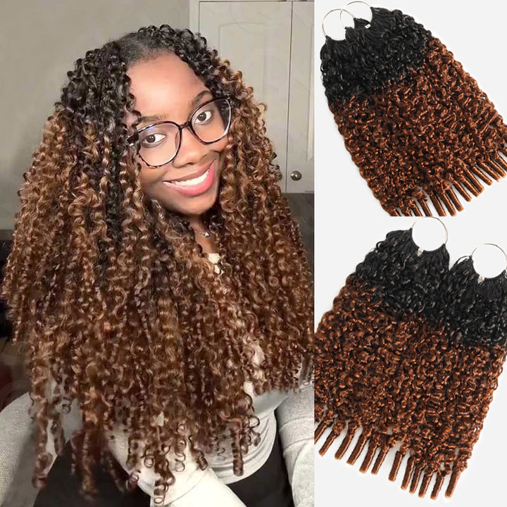 RhisoHair T1B/30 Burmese Curly Crochet Hair Machine Made Feather Human Hair Extension