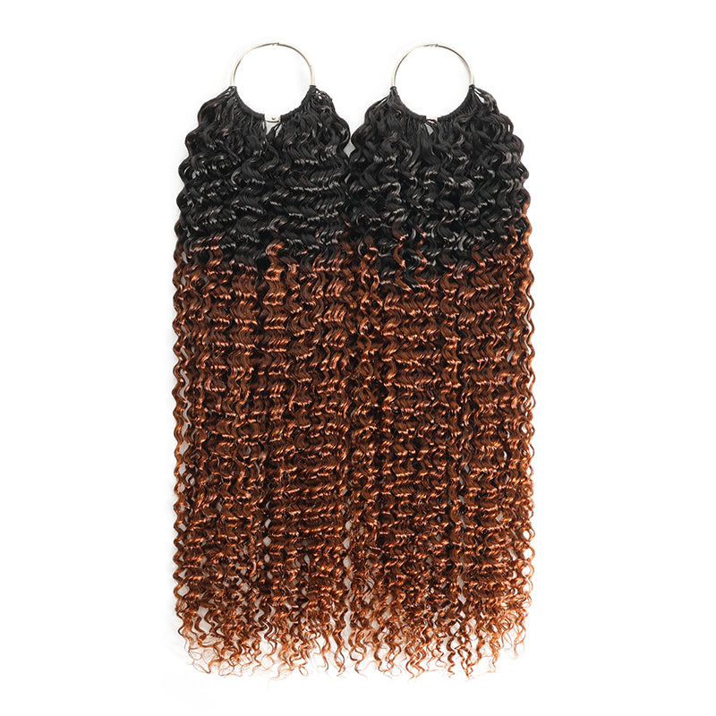 Flash Sale No Code: 5Packs T1B/30 Jerry Curly Crochet Hair Machine Made Feather Human Hair Extension-Rhiso Hair
