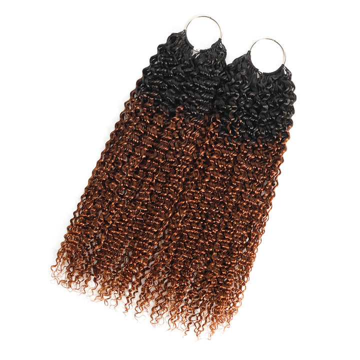 RhisoHair T1B/30 Jerry Curly Crochet Hair Machine Made Feather Human Hair Extension