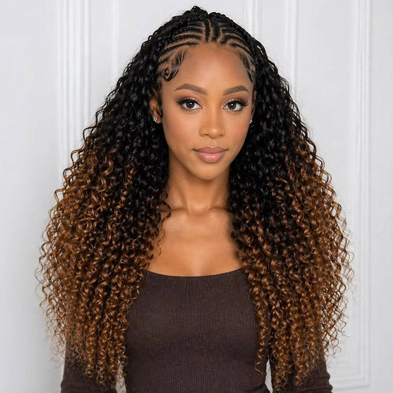 RhisoHair T1B/30 Jerry Curly Crochet Hair Miracle Knots Feather Human Hair Extension