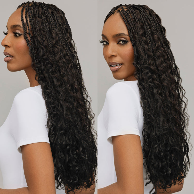 Flash Sale No Code : 4Packs Water Wave Crochet Hair Natural Black Machine Made Feather Human Hair Extension-Rhiso Hair