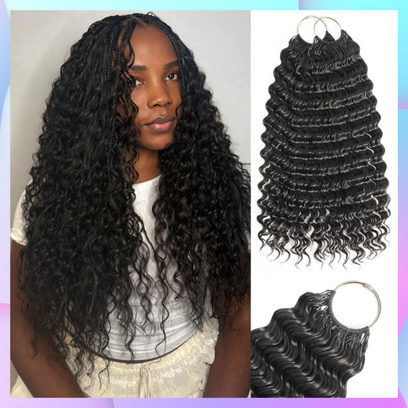 Flash Sale 3Packs=$99 Deep Wave Crochet Hair Natural Black Machine Made Feather Human Hair Extension