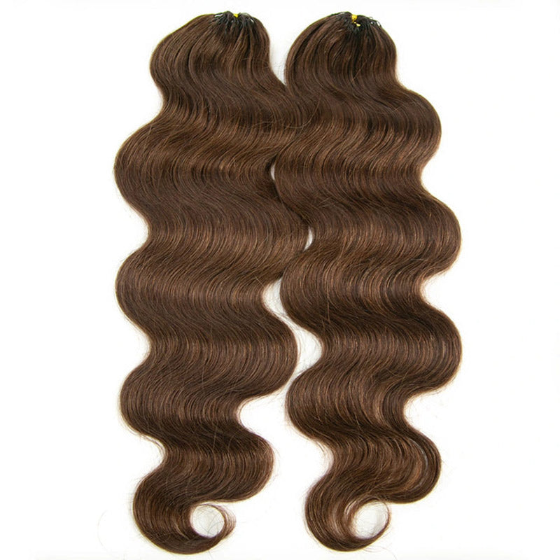 RhisoHair #4 Chocolate Body Wave Crochet Hair Machine Made Feather Human Hair Extension