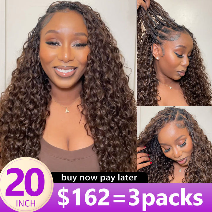 RhisoHair #4 Chocolate Brown Water Wave Feather Crochet Hair Miracle Knots Reusable Human Crochet Hair Extensions For Black Women