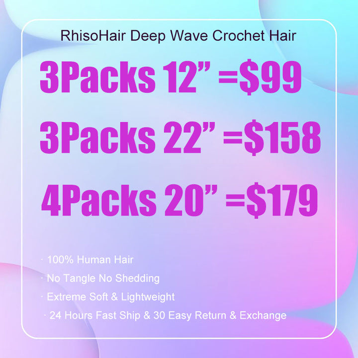 Flash Sale 3Packs=$99 Deep Wave Crochet Hair Natural Black Machine Made Feather Human Hair Extension