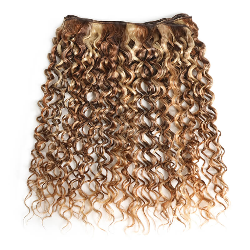 RhisoHair Deep Wave 3Bundles P4/27/613 Mix Brown Highlight Human Hair 100% Brazilian Virgin Remy Hair Weft