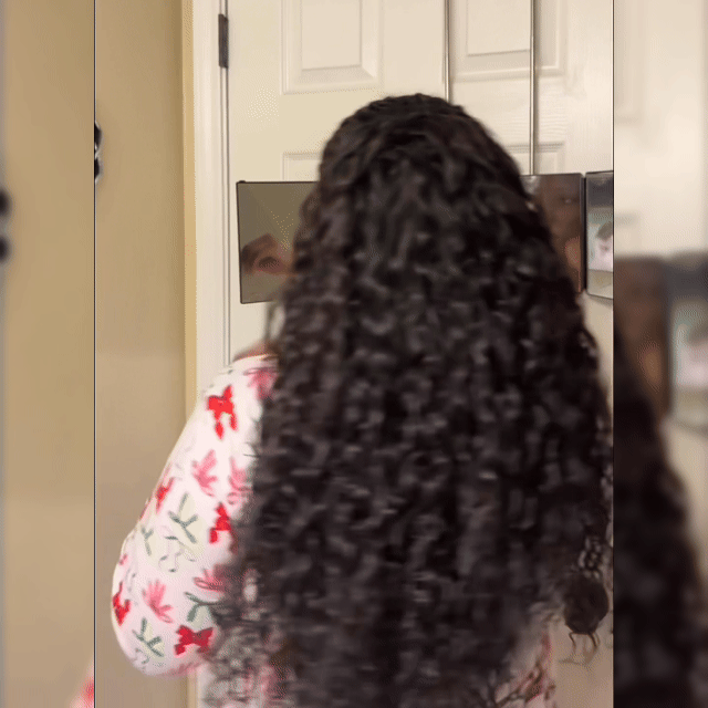 RhisoHair Deep Wave Crochet Hair Natural Black Machine Made Feather Human Hair Extension