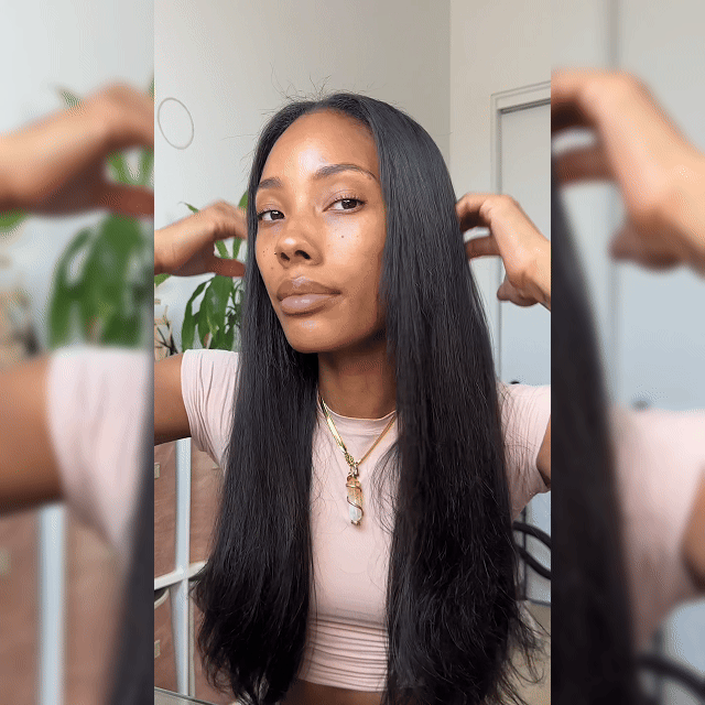 RhisoHair Straight Crochet Hair Natural Black Machine Made Feather Human Hair Extension