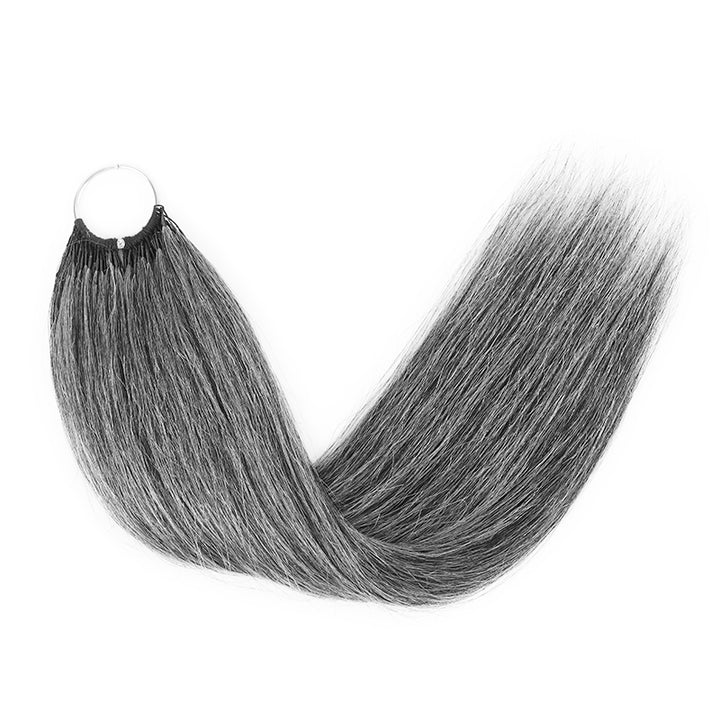 Salt & Pepper Straight Crochet Hair Miracle Konts Feather Human Hair Extension for Boho Braids-RHISO