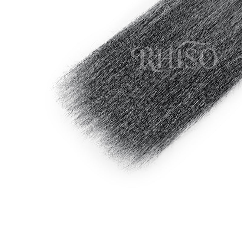 RHISO New In Dark Salt & Pepper Gray Straight Bulk Human Hair for Boho Braids