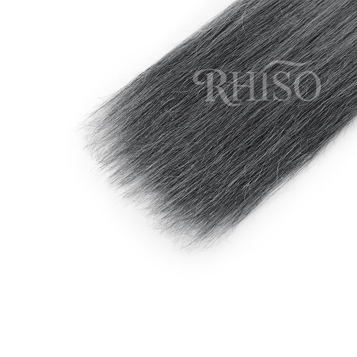 RHISO New In Dark Salt & Pepper Gray Straight Bulk Human Hair for Boho Braids