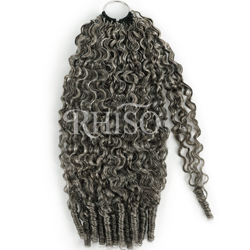 RHISO New In Silver Gray Hair Color Deep Wave/Burmese Curly/Jerry Curly Crochet Hair Miracle Konts Feather Human Hair Extension for Boho Braids