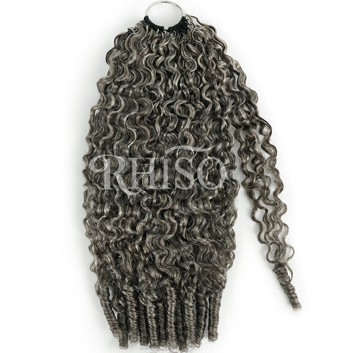 RHISO New In Silver Gray Hair Color Deep Wave/Burmese Curly/Jerry Curly Crochet Hair Miracle Konts Feather Human Hair Extension for Boho Braids