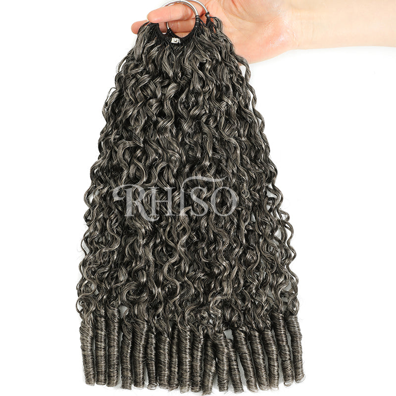 RHISO New In Silver Gray Hair Color Deep Wave/Burmese Curly/Jerry Curly Crochet Hair Miracle Konts Feather Human Hair Extension for Boho Braids