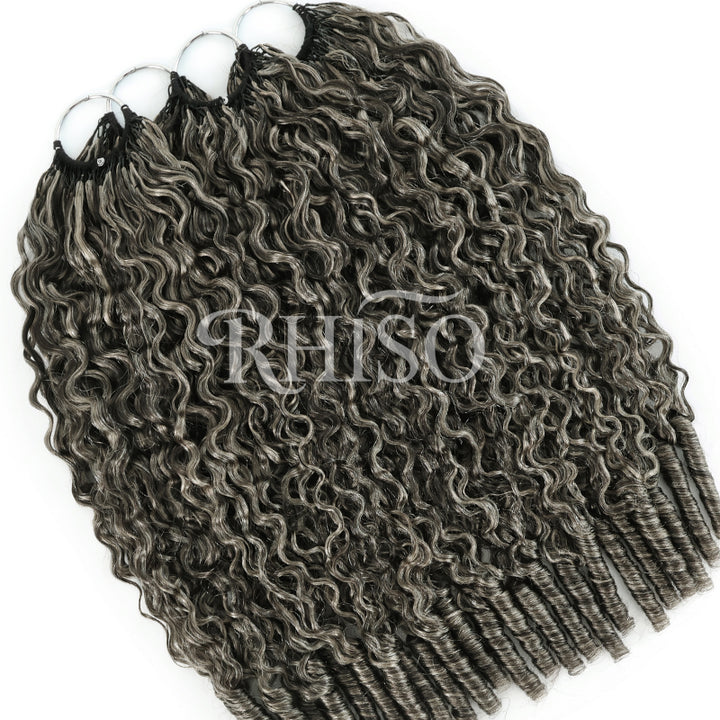 RHISO New In Silver Gray Hair Color Deep Wave/Burmese Curly/Jerry Curly Crochet Hair Miracle Konts Feather Human Hair Extension for Boho Braids