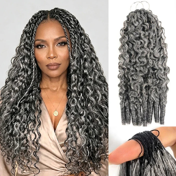 RHISO New In Salt & Pepper Burmese Curly Crochet Hair Miracle Konts Feather Human Hair Extension for Boho Braids