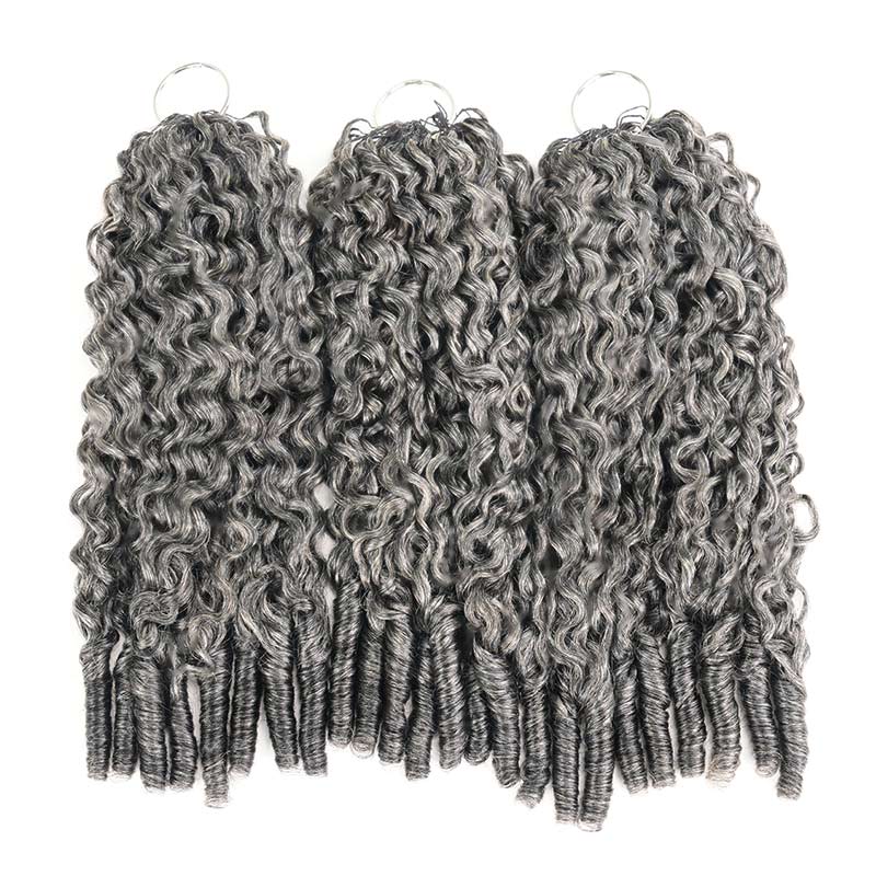 RHISO New In Salt & Pepper Burmese Curly Crochet Hair Miracle Konts Feather Human Hair Extension for Boho Braids
