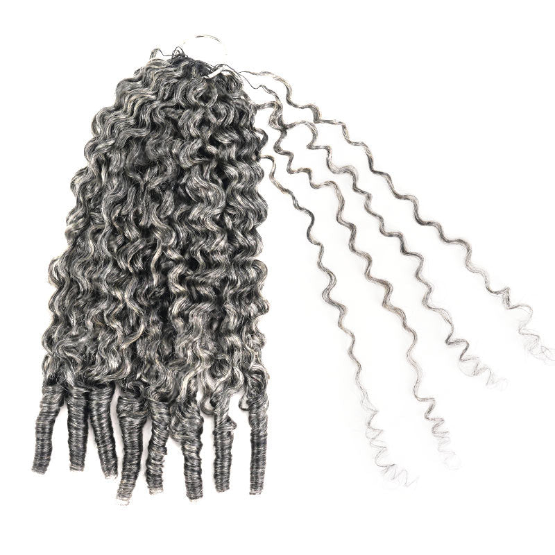 RHISO New In Salt & Pepper Burmese Curly Crochet Hair Miracle Konts Feather Human Hair Extension for Boho Braids