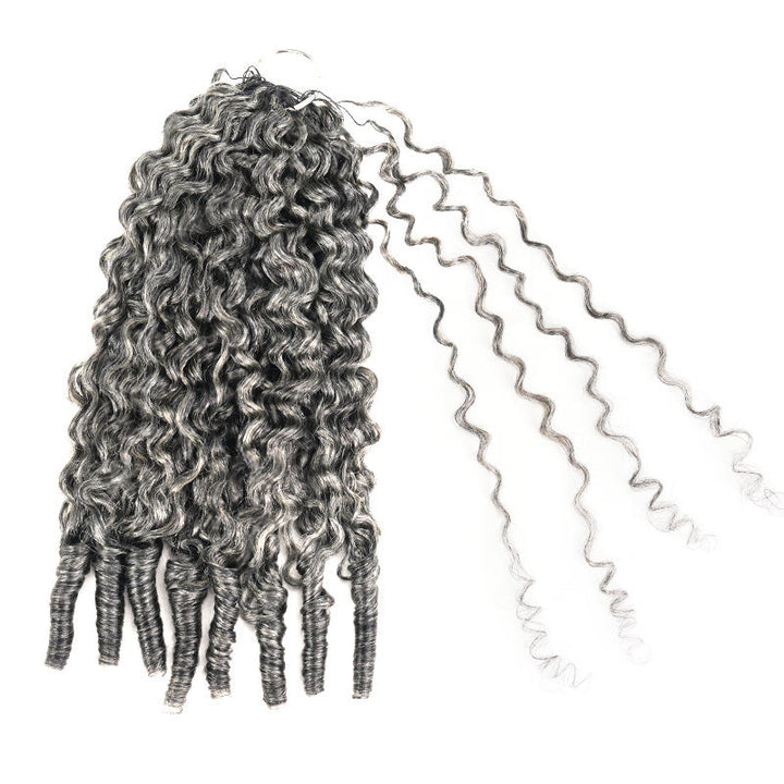 RHISO New In Salt & Pepper Burmese Curly Crochet Hair Miracle Konts Feather Human Hair Extension for Boho Braids