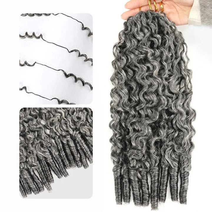 RHISO New In Salt & Pepper Burmese Curly Crochet Hair Miracle Konts Feather Human Hair Extension for Boho Braids