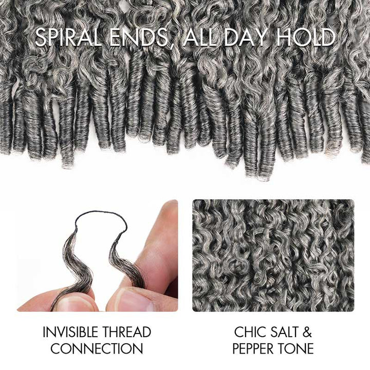 RHISO New In Salt & Pepper Burmese Curly Crochet Hair Miracle Konts Feather Human Hair Extension for Boho Braids