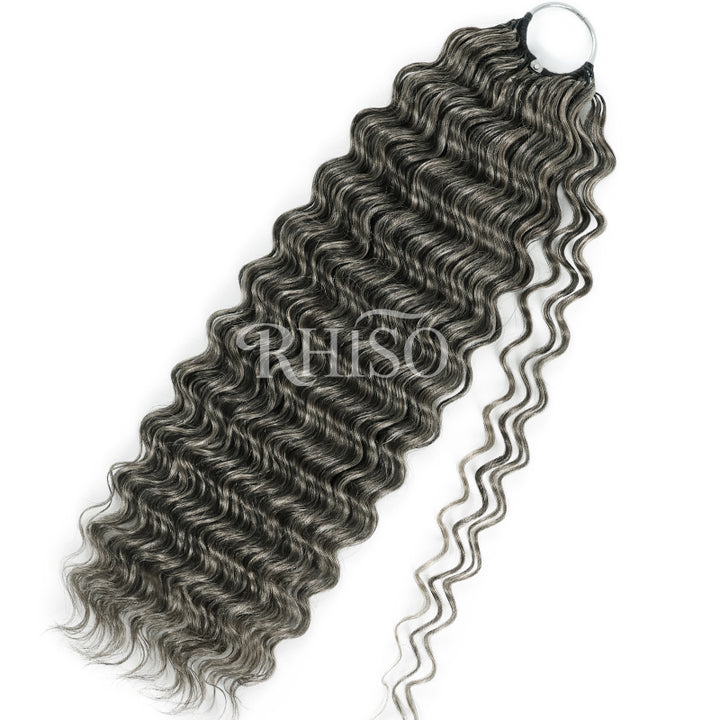 RHISO New In Silver Gray Hair Color Deep Wave/Burmese Curly/Jerry Curly Crochet Hair Miracle Konts Feather Human Hair Extension for Boho Braids