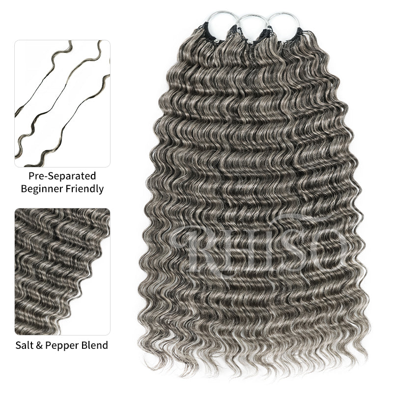 Salt & Pepper Deep Wave  Crochet Hair