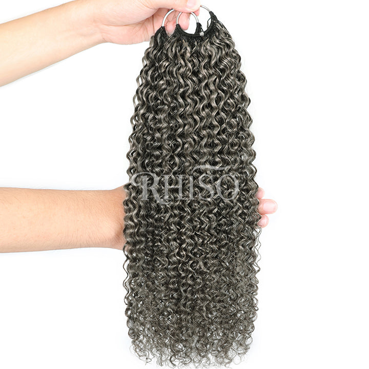 RHISO New In Silver Gray Hair Color Deep Wave/Burmese Curly/Jerry Curly Crochet Hair Miracle Konts Feather Human Hair Extension for Boho Braids