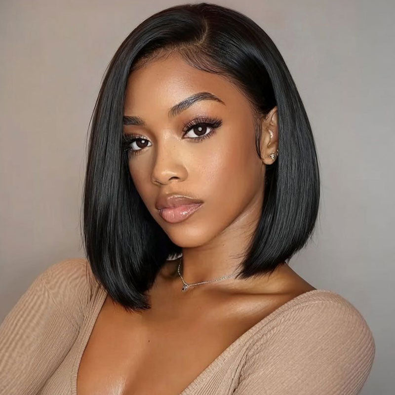 Short Straight Bob Wig 5x5 HD Transparent Lace Closure Wig Brazilian Virgin Human Hair  For Black Women