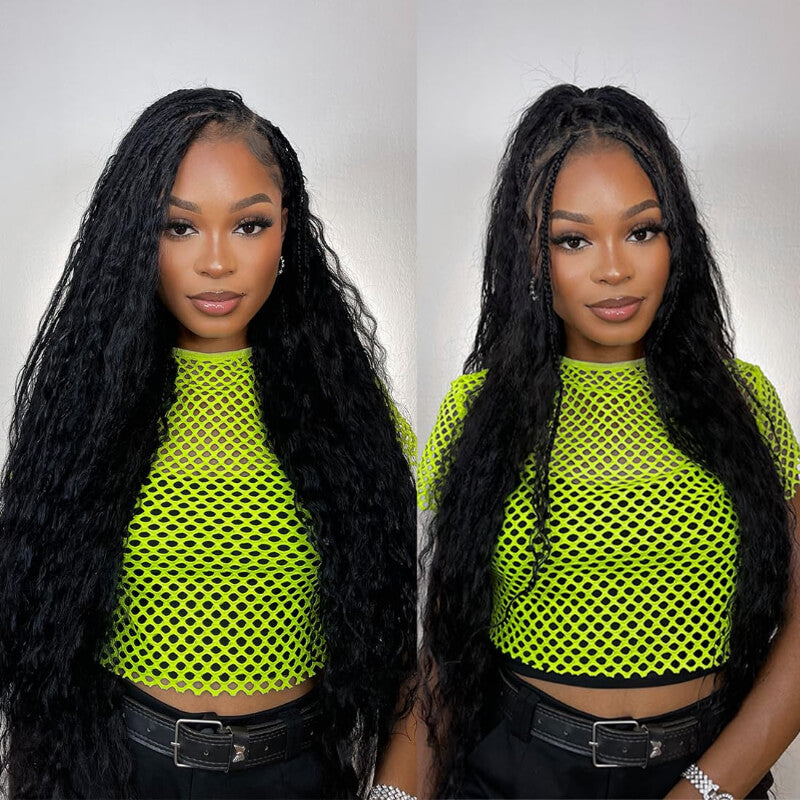 RHISO 18Inch Natural Color Super Wave Bulk Human Hair Extensions for Boho Braids – Wet and Wavy No Weft Human Hair 4 Bundles/Pack 150g