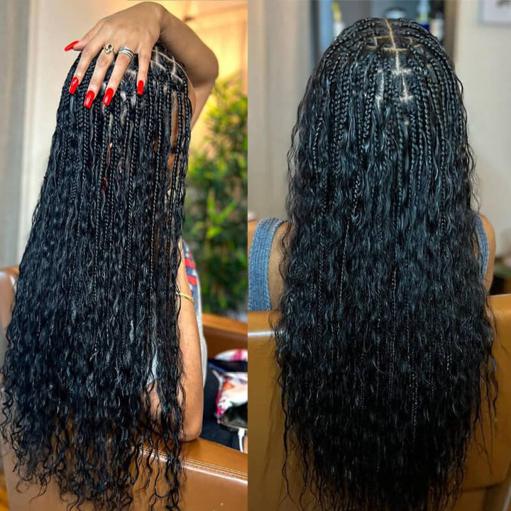 RHISO 18Inch Natural Color Super Wave Bulk Human Hair Extensions for Boho Braids – Wet and Wavy No Weft Human Hair 4 Bundles/Pack 150g