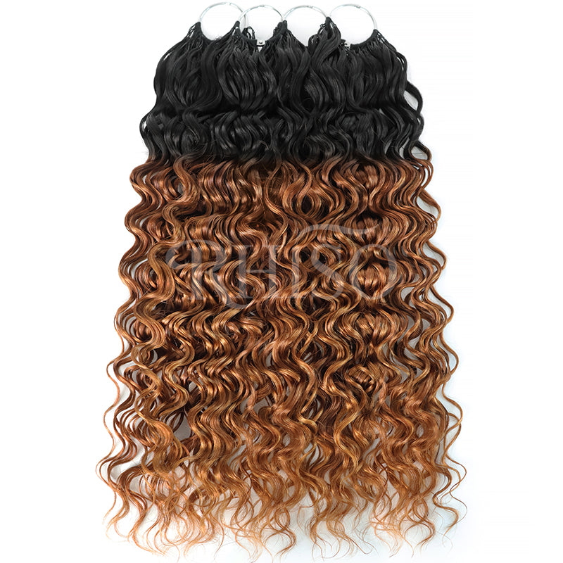 RhisoHair T1B/30 Water Wave Feather Crochet Human Hair Miracle Knots Boho Hair For Braiding