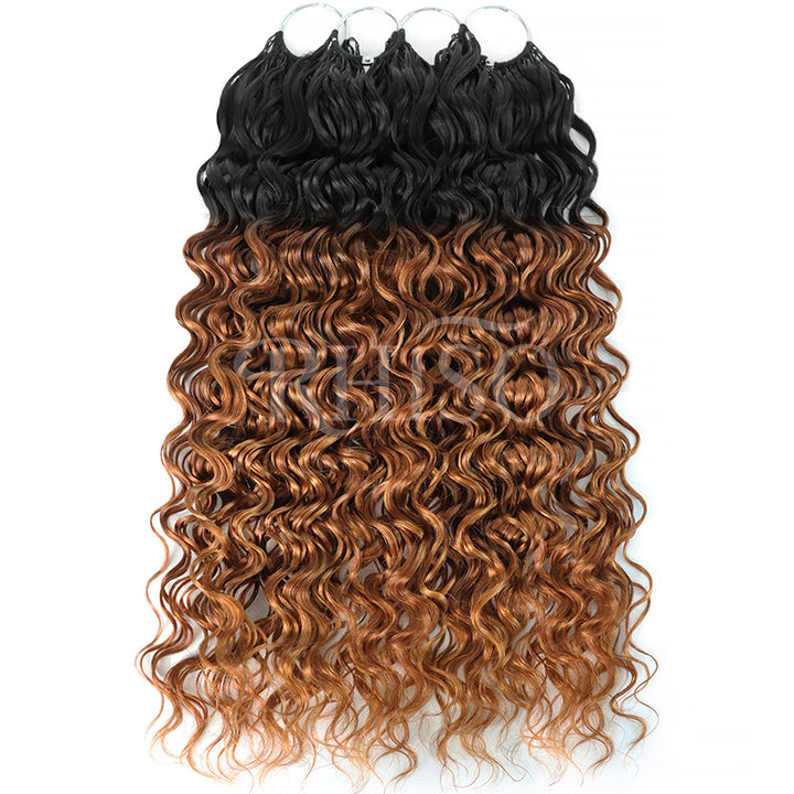 RhisoHair T1B/30 Water Wave Feather Crochet Human Hair Miracle Knots Boho Hair For Braiding