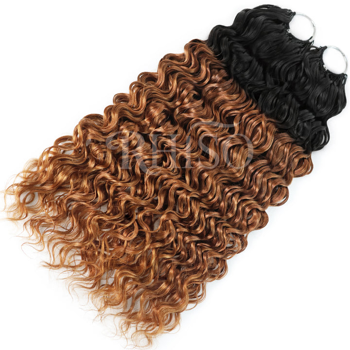 RhisoHair T1B/30 Water Wave Feather Crochet Human Hair Miracle Knots Boho Hair For Braiding