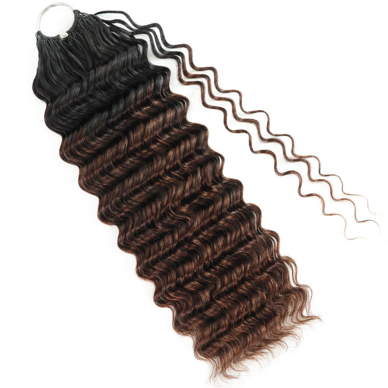 T1B/4 Ombre Chocolate Brown Deep Wave Feather Crochet Human Hair Miracle Knots Boho Hair For Braiding