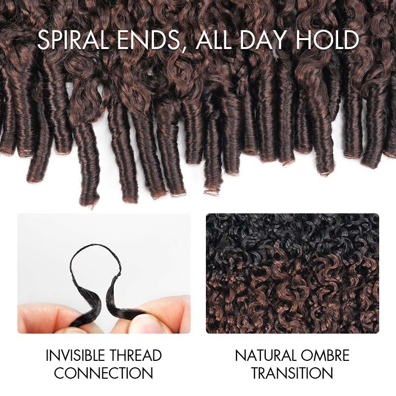 RhisoHair Chocolate Brown T1B/4 Burmese Curly Crochet Hair Machine Made Feather Human Hair Extension