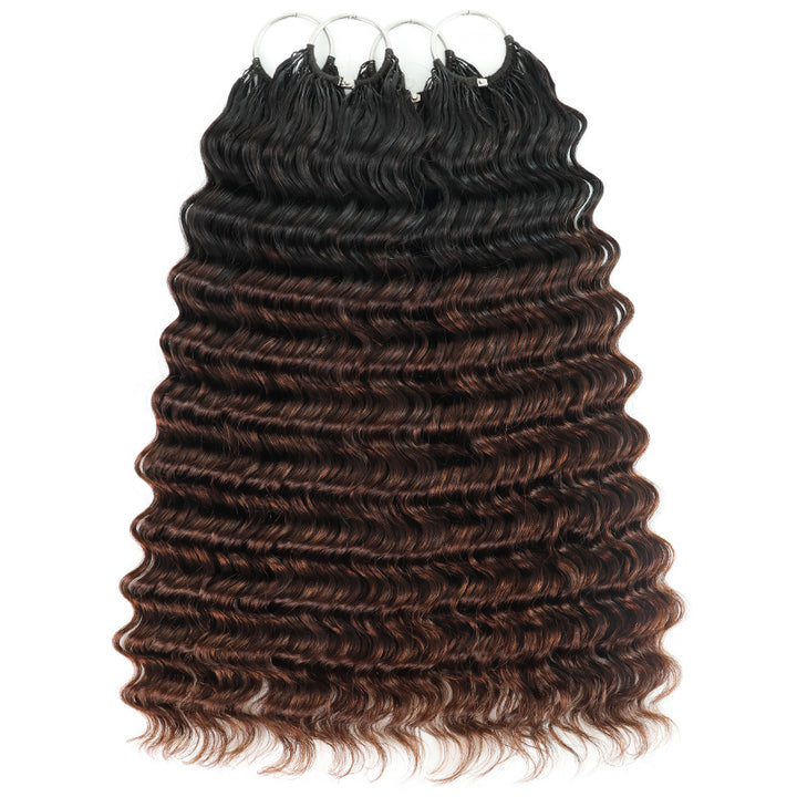 T1B/4 Ombre Chocolate Brown Deep Wave Feather Crochet Human Hair Miracle Knots Boho Hair For Braiding
