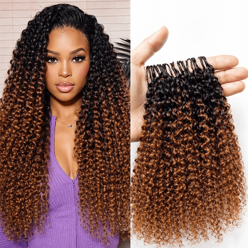 Flash Sale No Code: 5Packs T1B/30 Jerry Curly Crochet Hair Machine Made Feather Human Hair Extension-Rhiso Hair