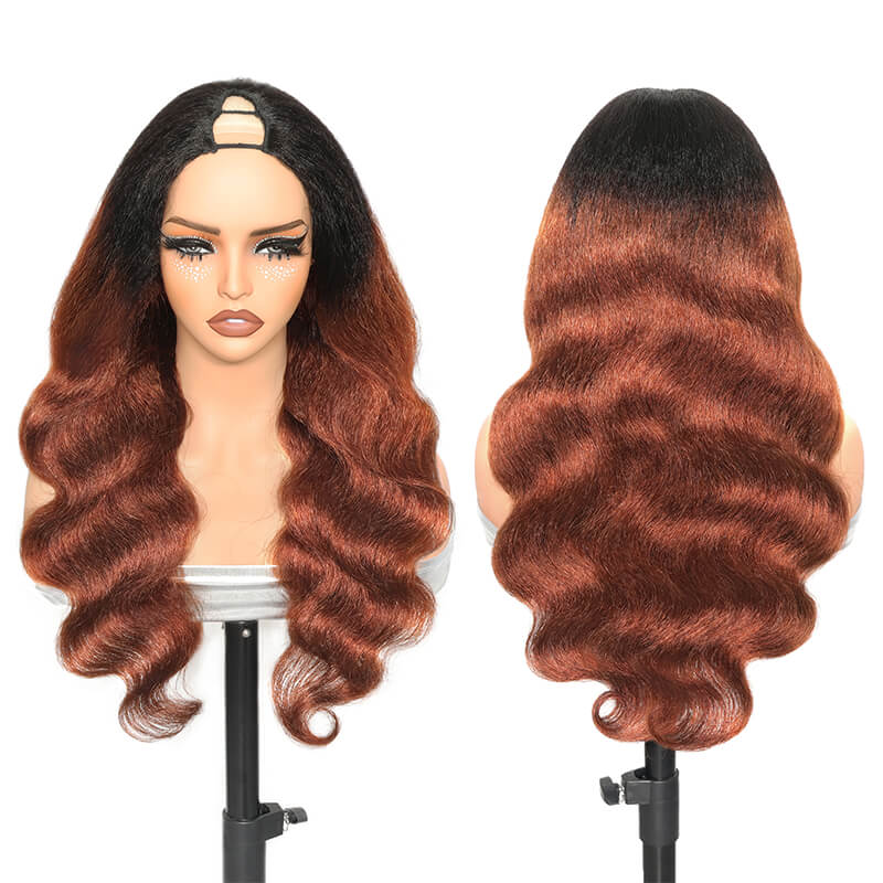 RHISO T1B/30 V Part Glueless Body Wave Human Hair Wig With Invisi Adjustable Drawstring Beginner Friendly 300% Density