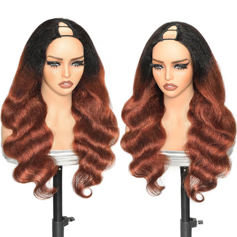 RHISO T1B/30 V Part Glueless Body Wave Human Hair Wig With Invisi Adjustable Drawstring Beginner Friendly 300% Density