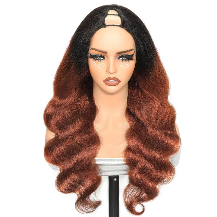 RHISO T1B/30 V Part Glueless Body Wave Human Hair Wig With Invisi Adjustable Drawstring Beginner Friendly 300% Density