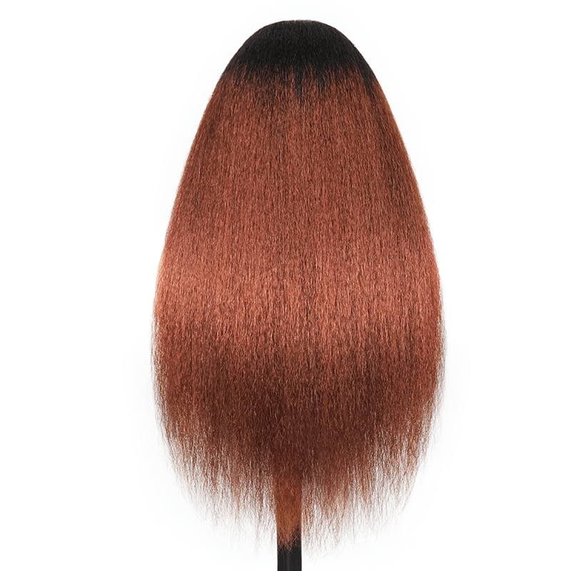 RHISO T1B/30 V Part Glueless Kinky Straight Human Hair Wig With Invisi Adjustable Drawstring Beginner Friendly 300% Density