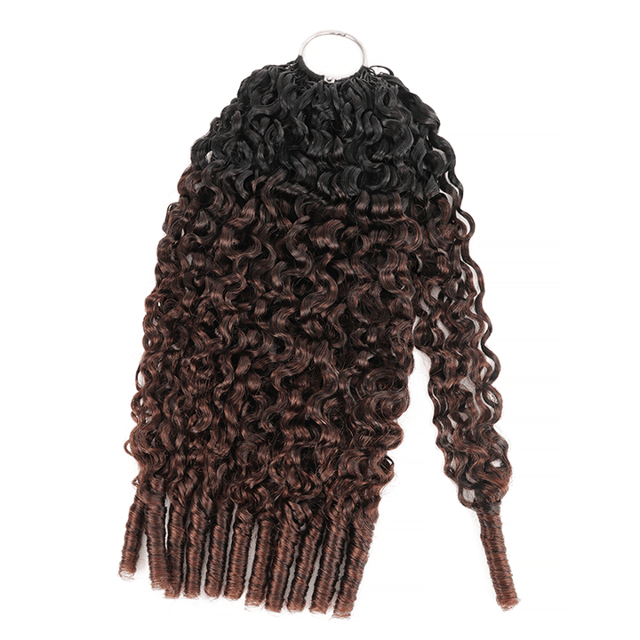 RhisoHair Chocolate Brown T1B/4 Burmese Curly Crochet Hair Machine Made Feather Human Hair Extension