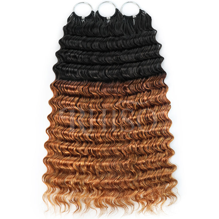 RhisoHair T1B/30 Deep Wave Feather Crochet Human Hair Miracle Knots Boho Hair For Braiding