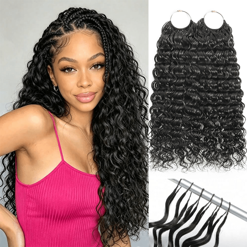 RhisoHair Multiple Colors Available Water Wave Feather Crochet Human Hair Extensions for Braiding