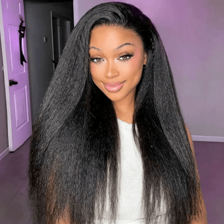 Flash Sale No Code: Upgrade Strap Kinky Straight Pull To Go Wig 13x4 Glueless Wig With Drawstring