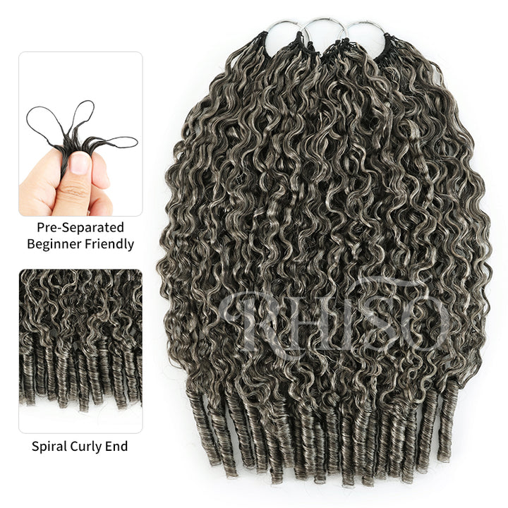 RHISO New In Silver Gray Hair Color Deep Wave/Burmese Curly/Jerry Curly Crochet Hair Miracle Konts Feather Human Hair Extension for Boho Braids