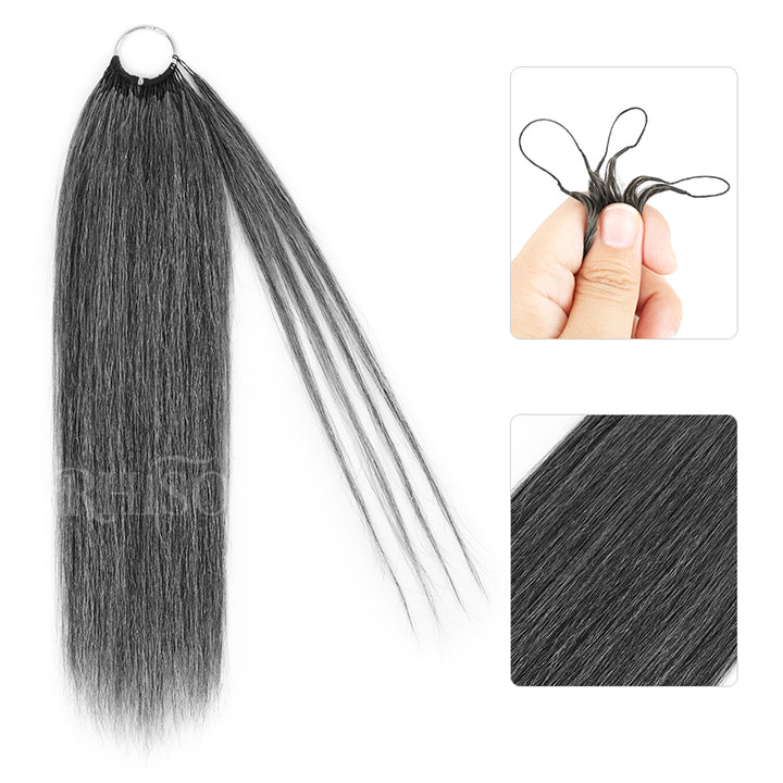 RHISO New In Silver Gray Hair Color Miracle Konts Straight Crochet Hair Pre-Separated Feather Human Hair Extension for Black Woman