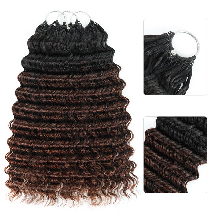 T1B/4 Ombre Chocolate Brown Deep Wave Feather Crochet Human Hair Miracle Knots Boho Hair For Braiding